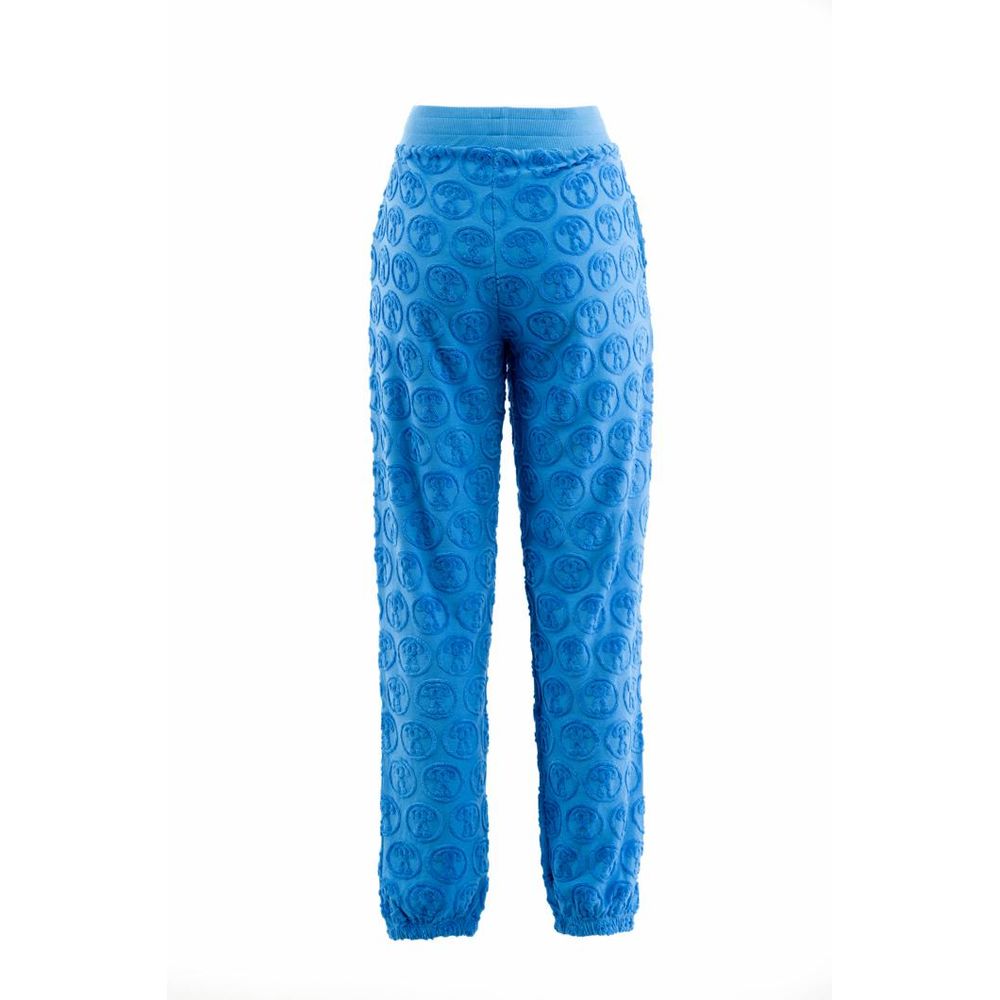 Blue Cotton Casual Pants