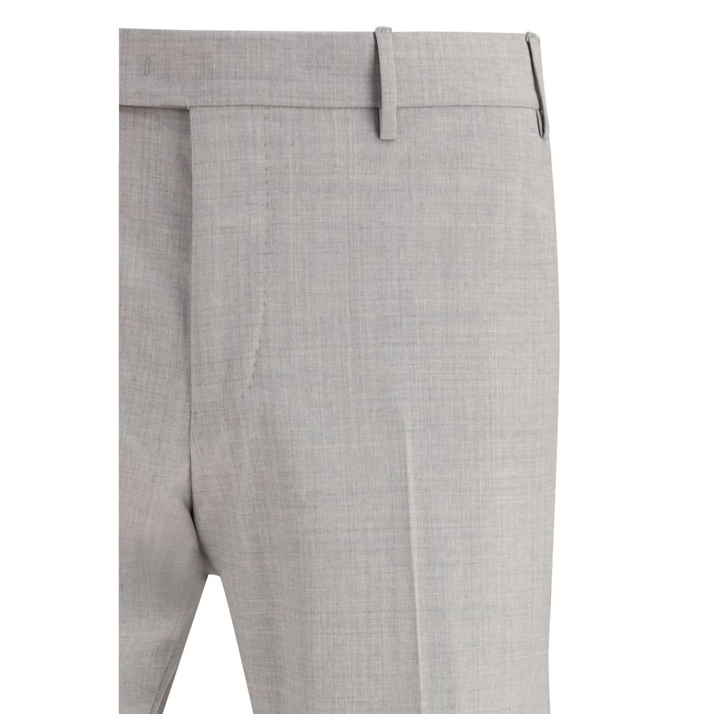 Gray Fleece Wool Dress Pants