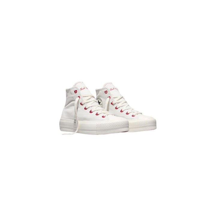 White Fabric Platform Sneakers