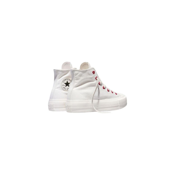 White Fabric Platform Sneakers