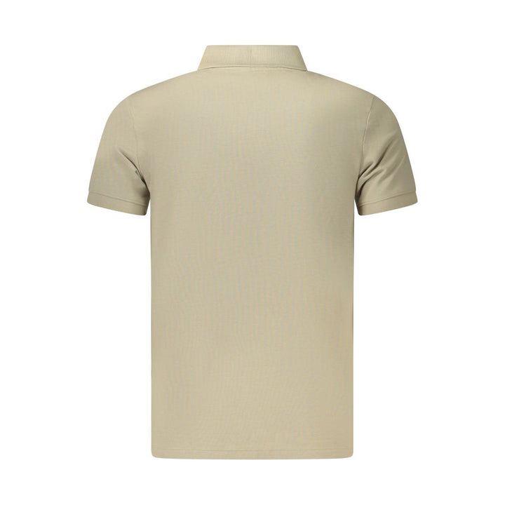 Beige Cotton Men Polo Shirt