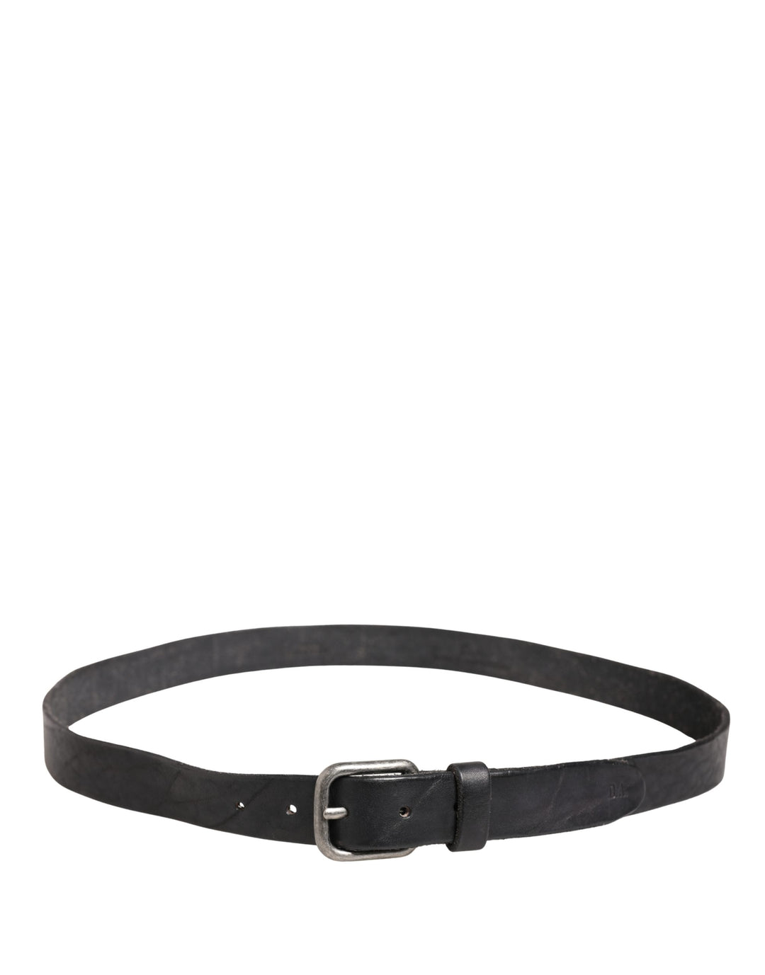 Men Black Leather Metal Buckle Belt