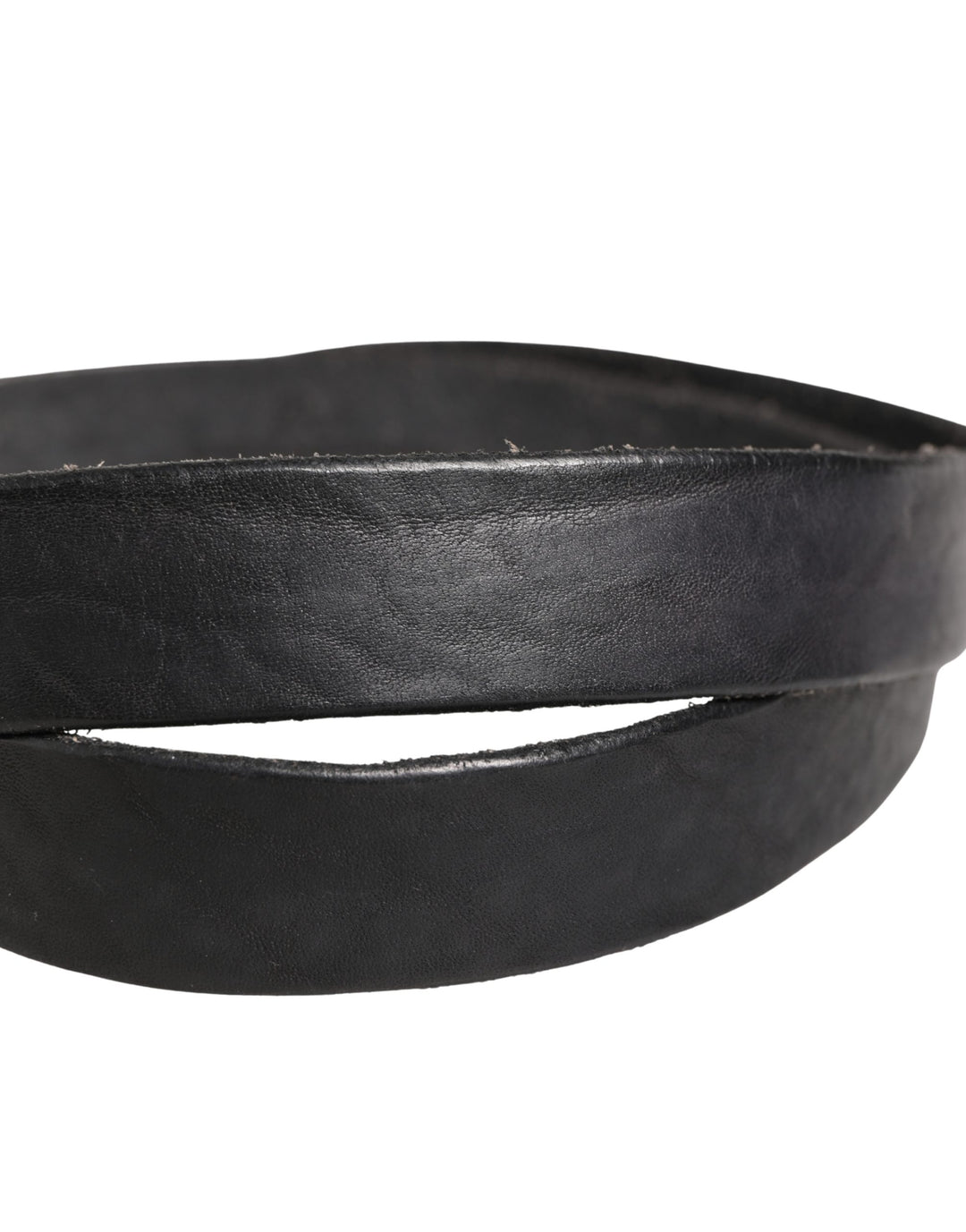 Men Black Leather Metal Buckle Belt