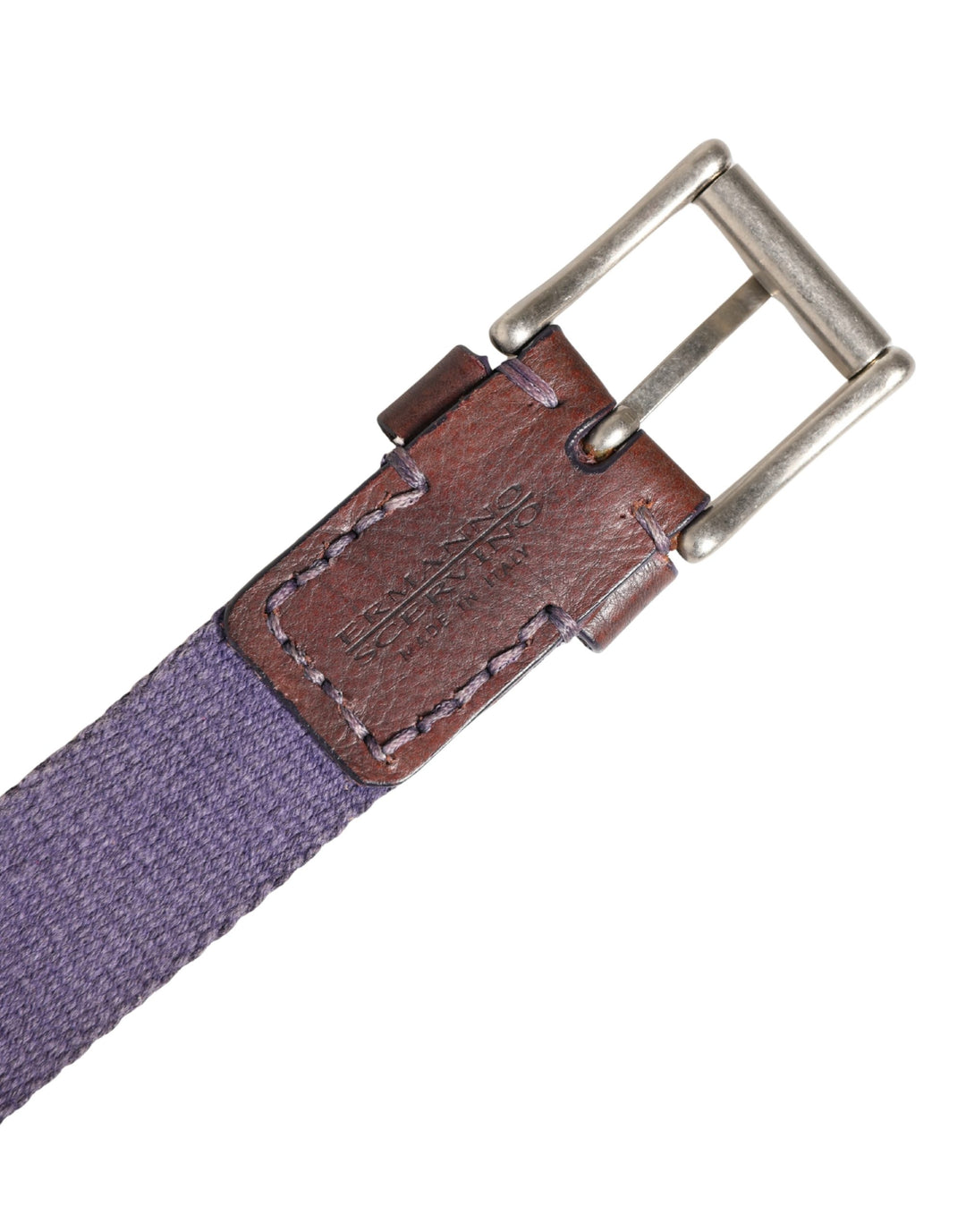 Men Purple Canvas Silver Metal Buckle Belt