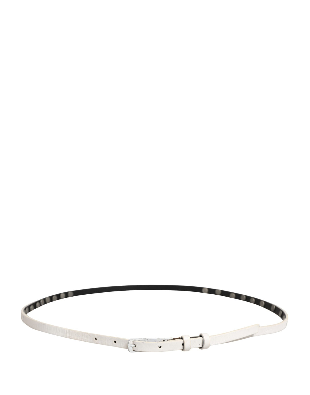 White Leather Studded Cintura Belt