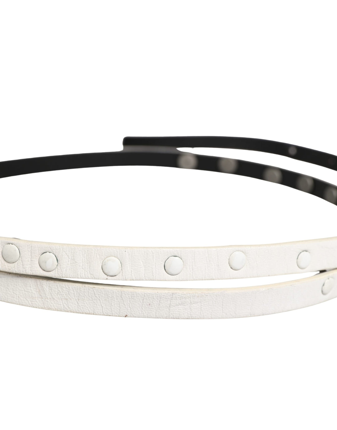 White Leather Studded Cintura Belt