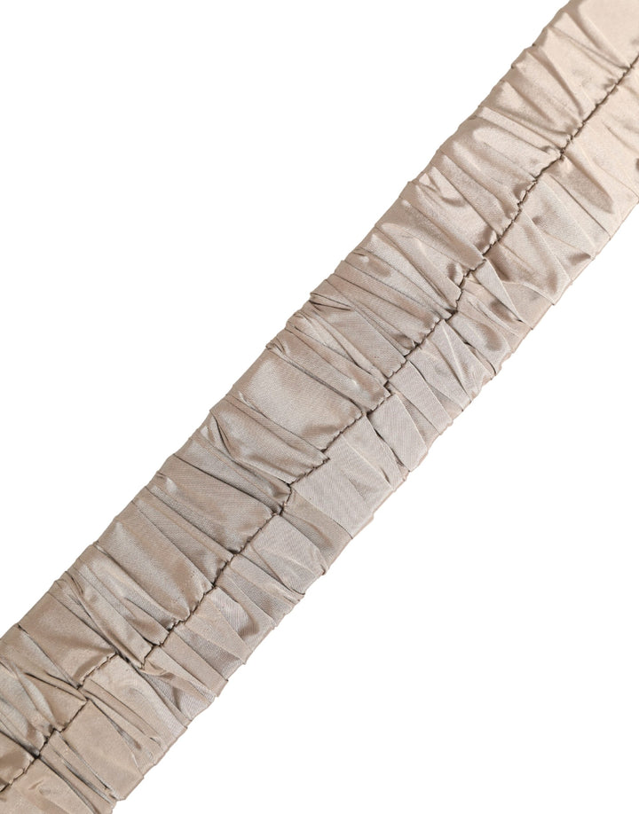 Women Beige Polyester Silver Metal Buckle Waist Belt