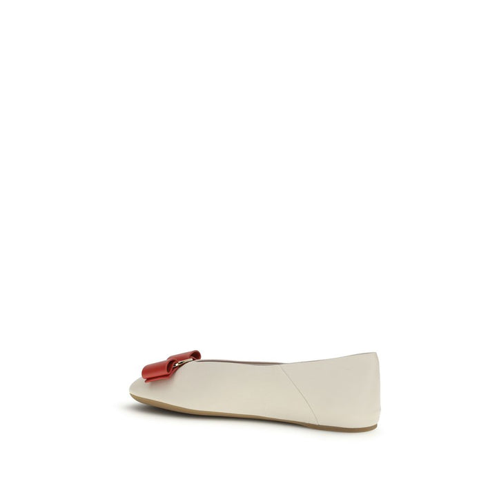 White Calf Leather Bos Taurus Ballet Flats