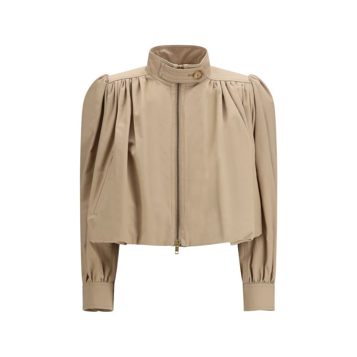 Beige Cotton Jackets And Coat
