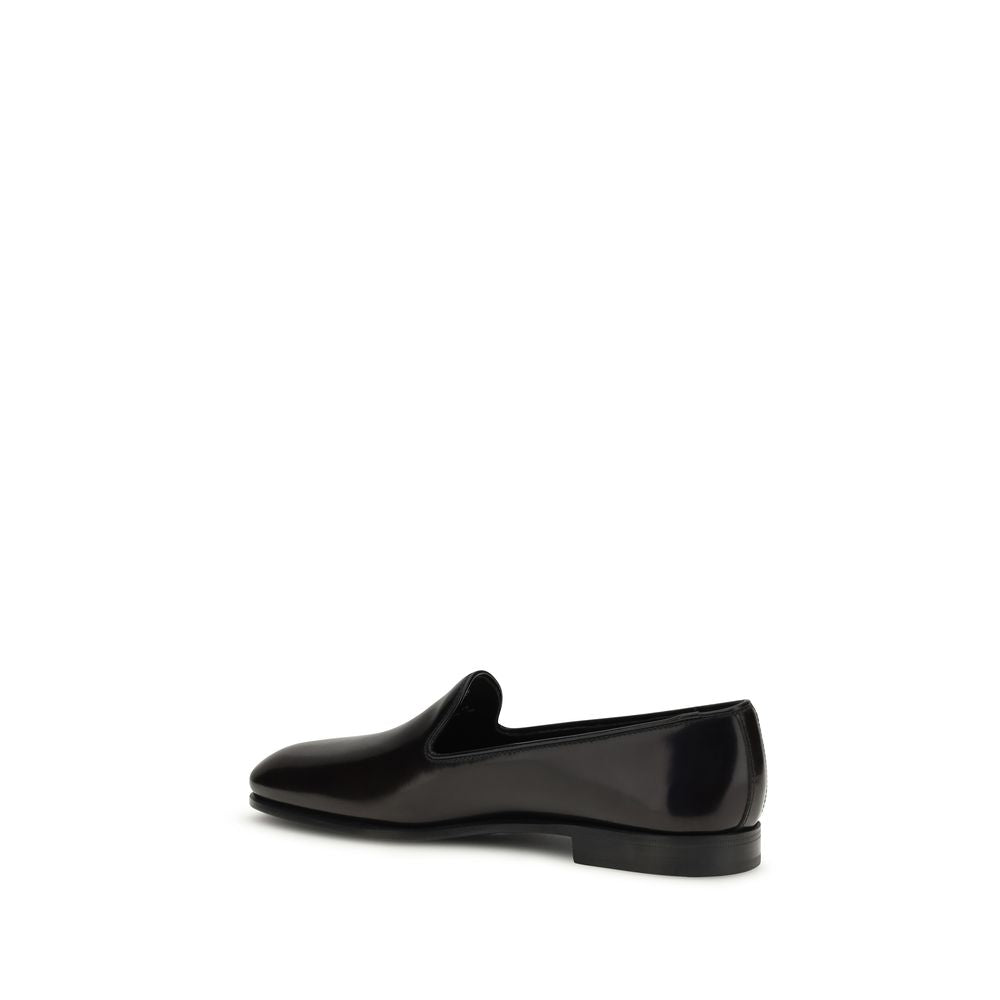Black Calf Leather Bos Taurus Slip-On Loafers