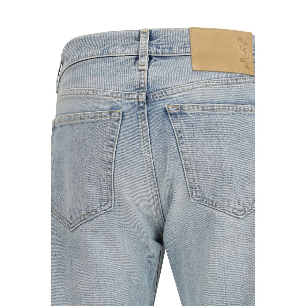Blue Cotton Straight-Leg Jeans