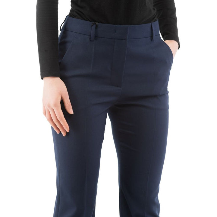 Blue Polyester Dress Pants