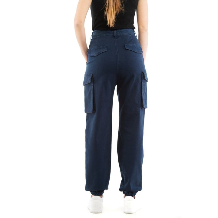 Blue Cotton Cargo Pants