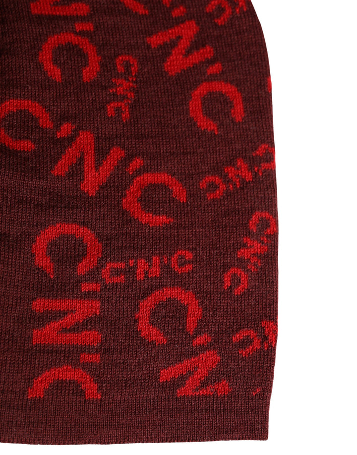 Red Wool Blend Branded Beanie Capello Hat