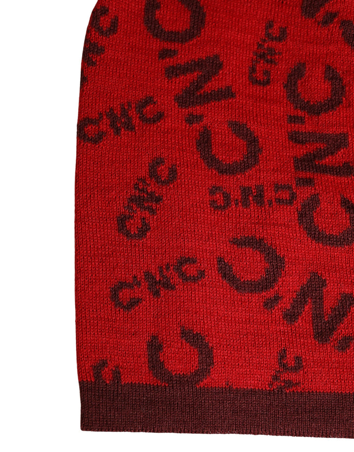 Red Wool Blend Branded Beanie Capello Hat