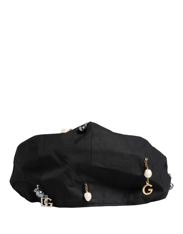 Men Black Cotton Embellished Newsboy Capello Hat