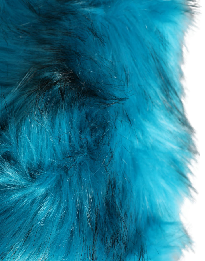 Blue Modacrylic Fur Women Bucket Capello Hat
