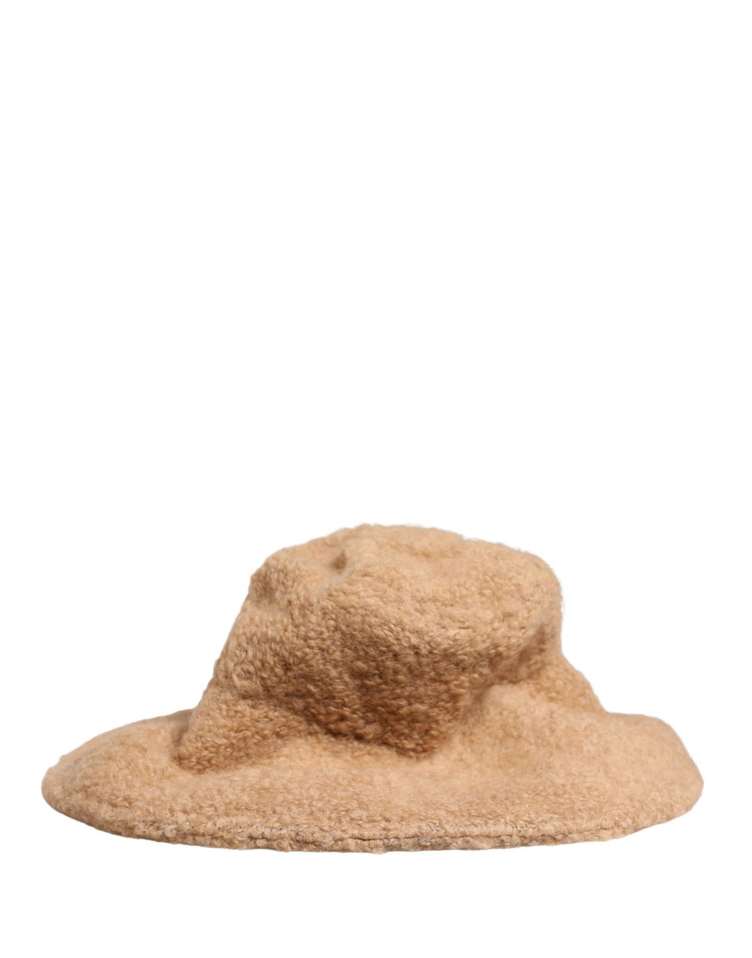 Beige Virgin Wool Fur Women Knitted Capello Hat
