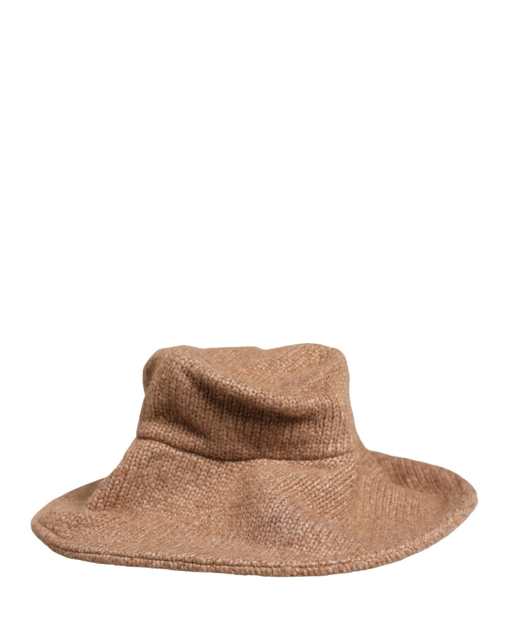 Brown Llama Wool Women Knitted Capello Hat