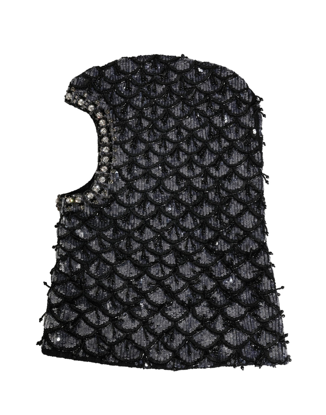 Black Wool Crystal Embellished Balaclava Hat