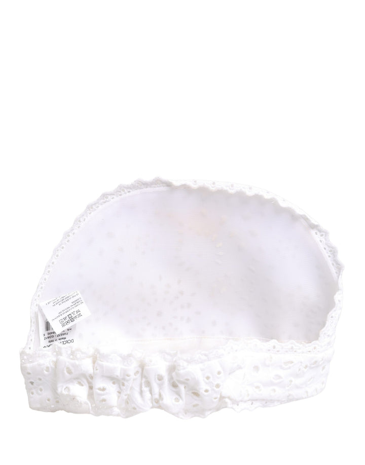 White Cotton Embroidered DG Crystal Headwear Hat