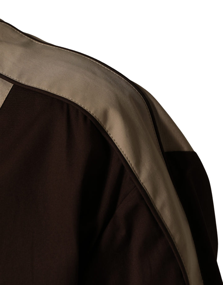 Brown Beige Cotton Zip Windbreaker Jacket