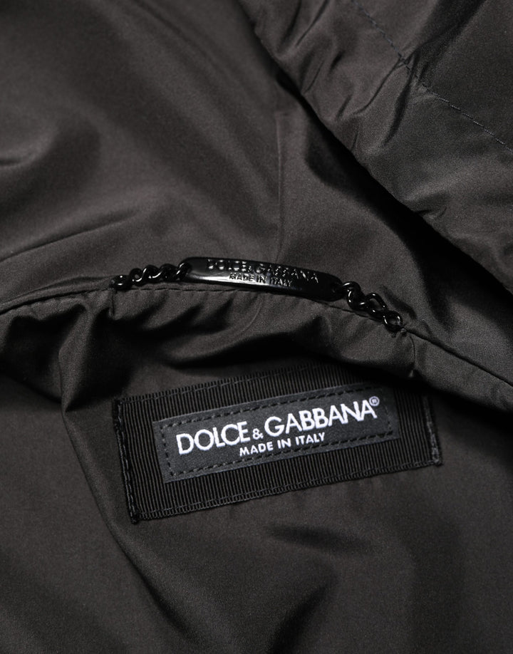 Men Black Hooded Full Zip Bomber Jacket