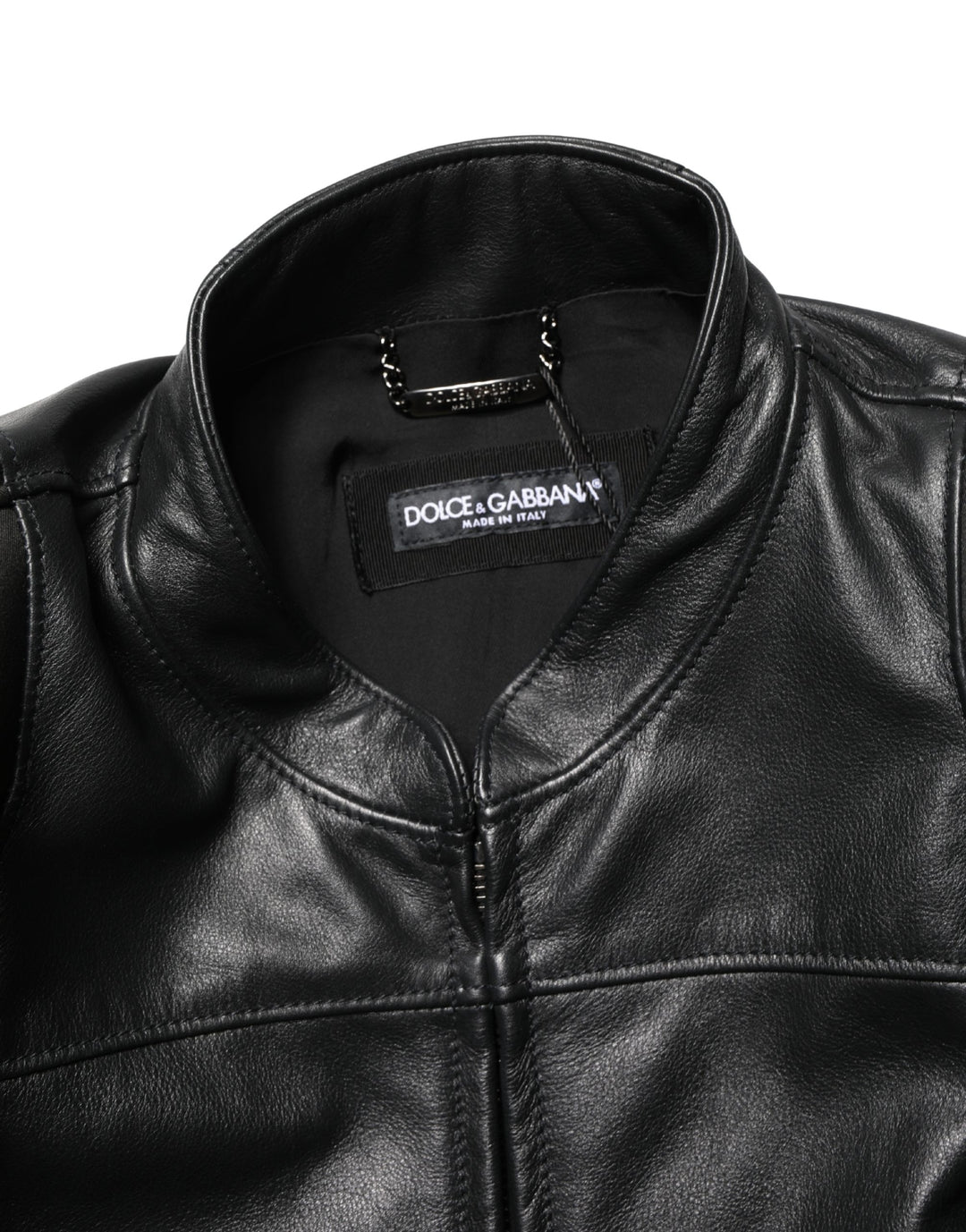 Black Nylon Full Zip Men Biker Coat Jacket