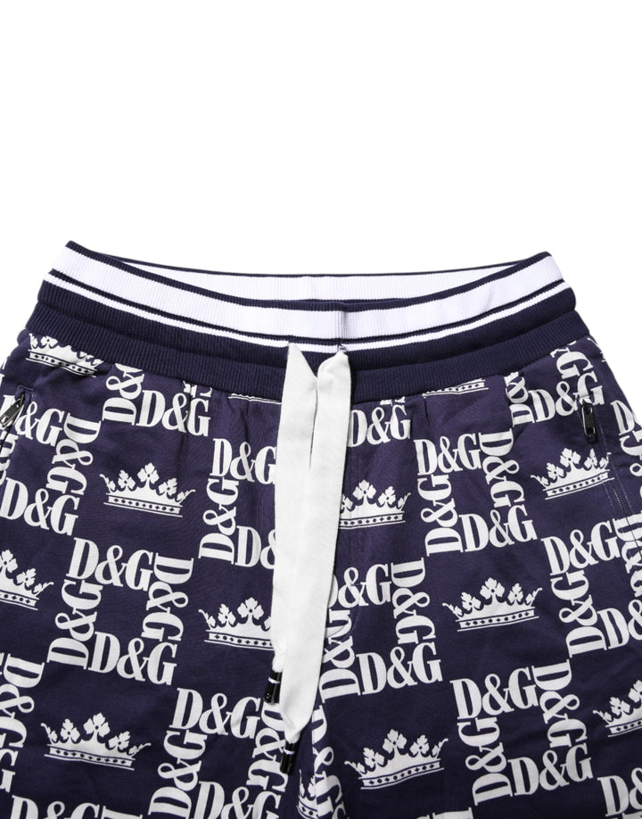 Blue DG Logo Print Chino Men Bermuda Shorts