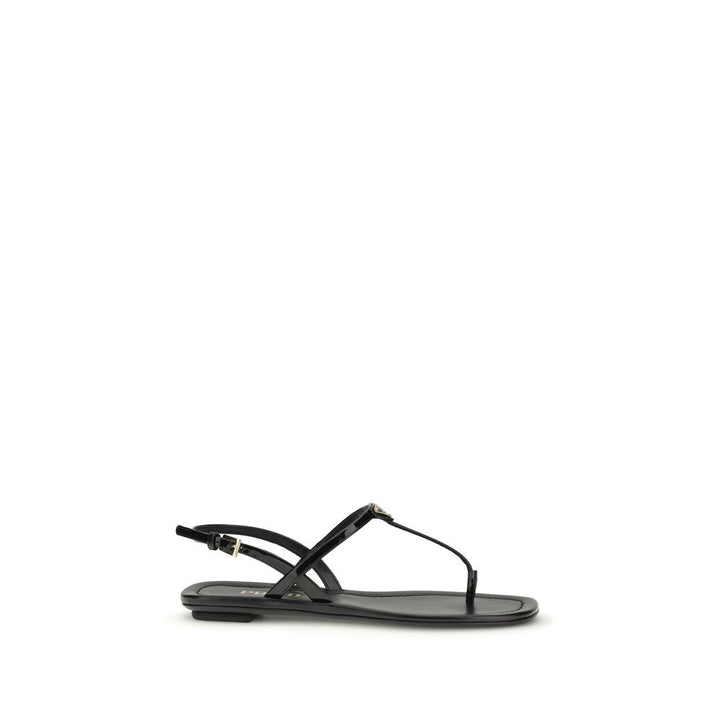 Black Calf Leather Bos Taurus Flip-Flop Sandals