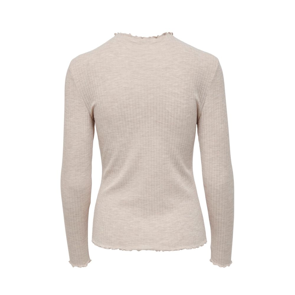 Beige Polyester Turtleneck