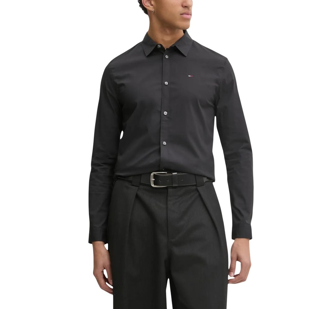 Black Cotton Dress Shirt