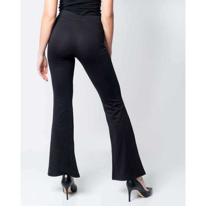 Black Polyester Flared Pants