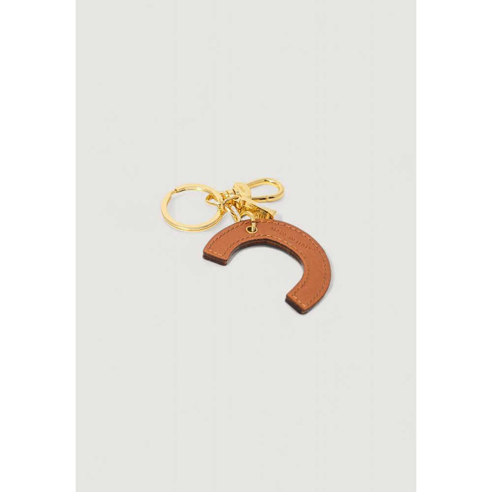 Beige Leather Keychain