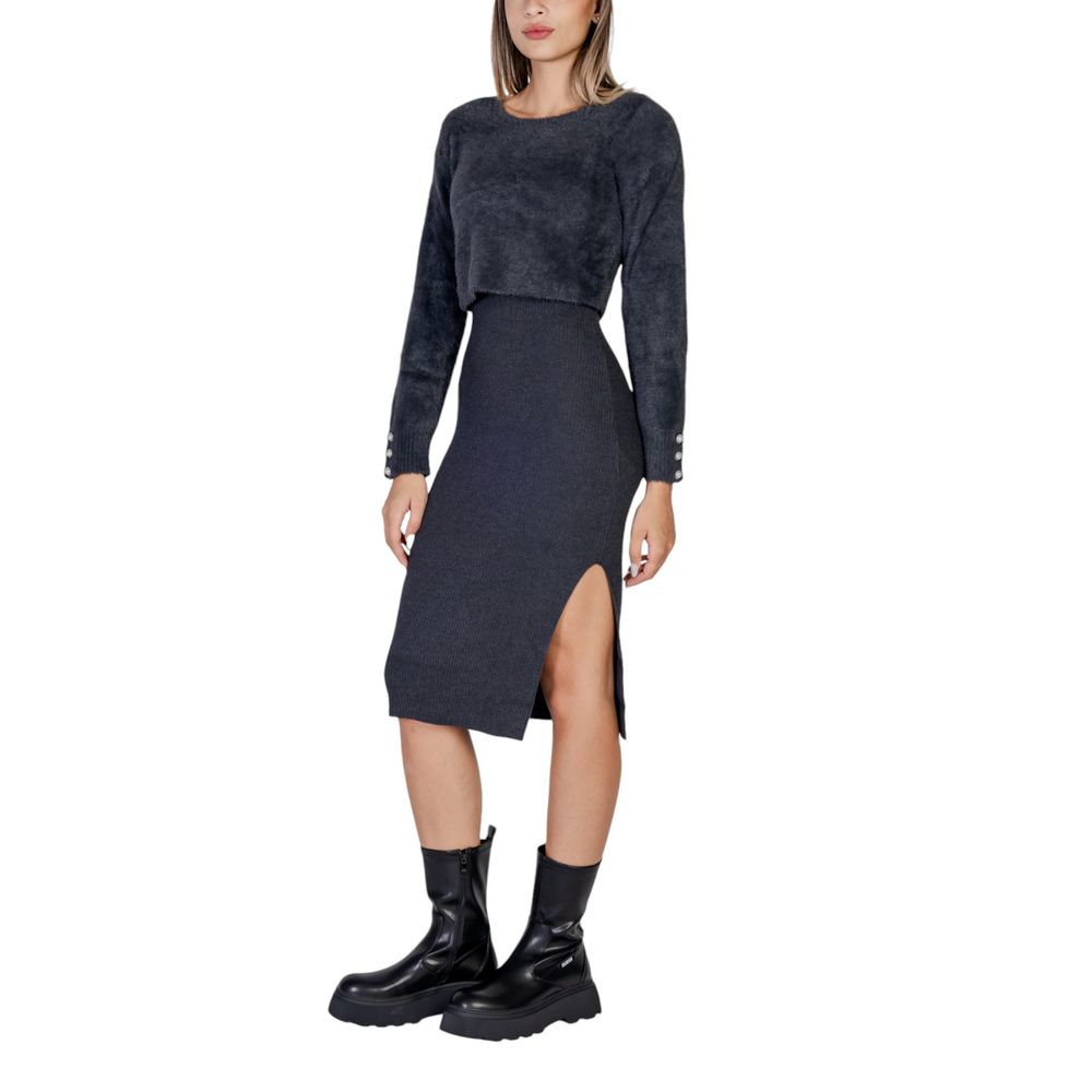 Gray Polyamide Midi Dress