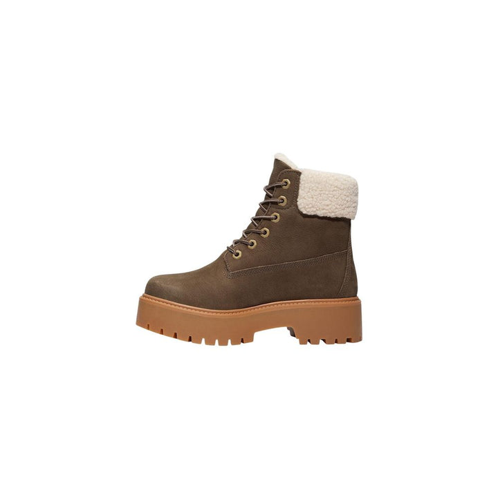 Brown Recycled Leather Lace-Up Boots