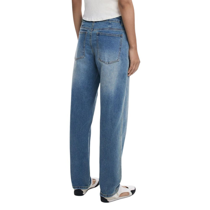 Blue Cotton Boyfriend Jeans
