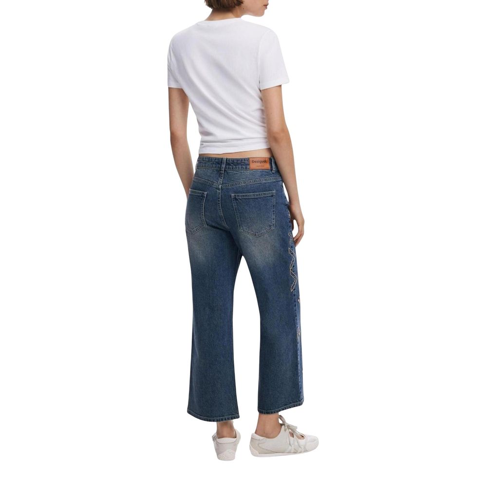 Blue Cotton Bootcut Jeans