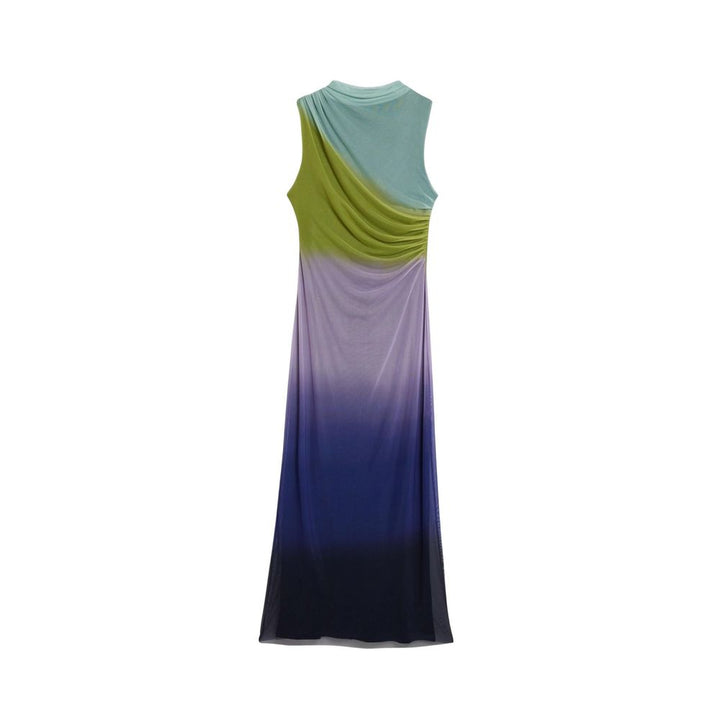 Purple Polyester Long Dress
