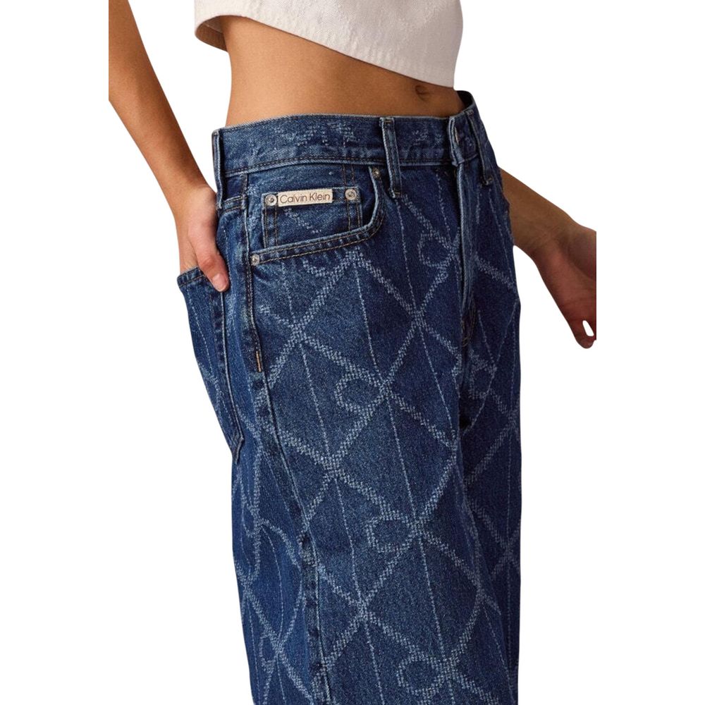 Blue Cotton Boyfriend Jeans