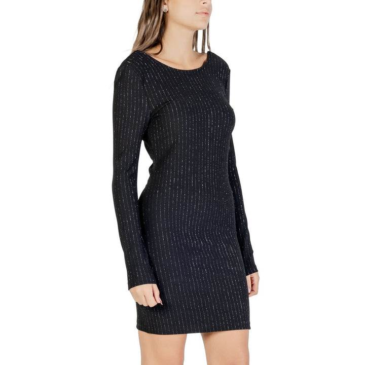 Black Polyester Short Dress