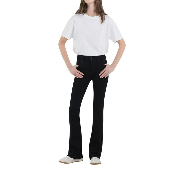 Black Cotton Bootcut Jeans