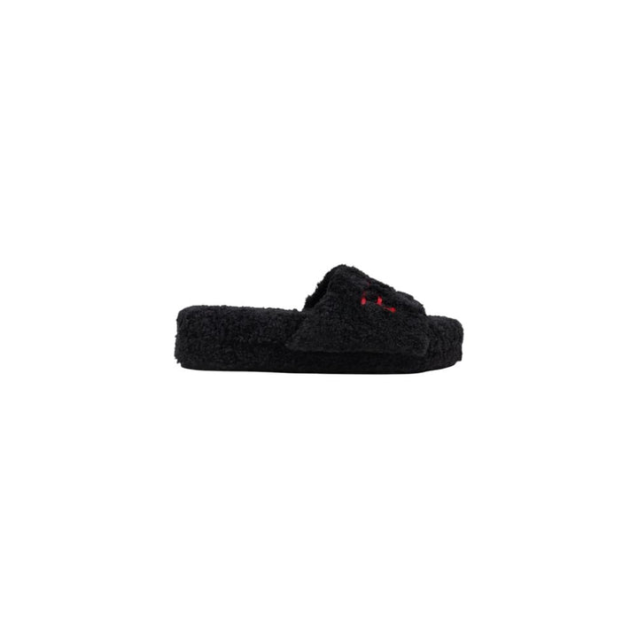 Black Textile Slippers
