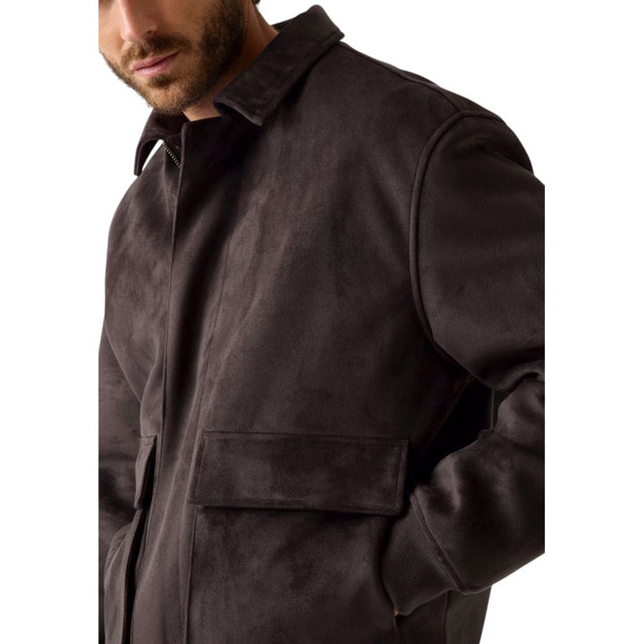 Brown Polyester Biker Jacket