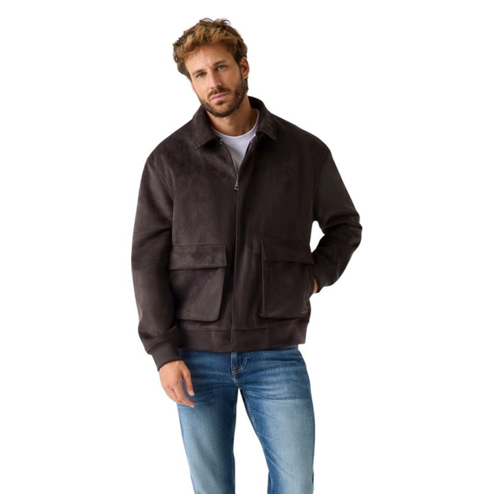 Brown Polyester Biker Jacket