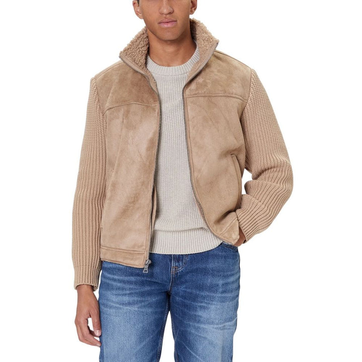 Beige Viscose Biker Jacket