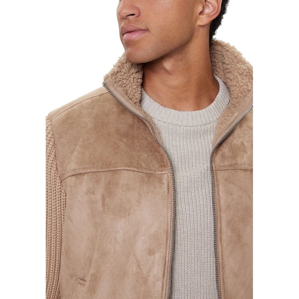 Beige Viscose Biker Jacket