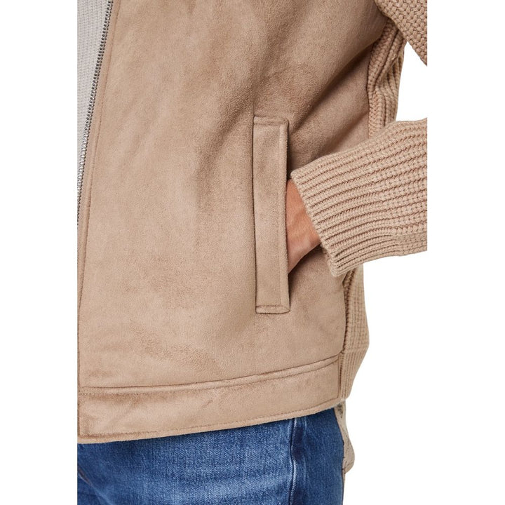 Beige Viscose Biker Jacket