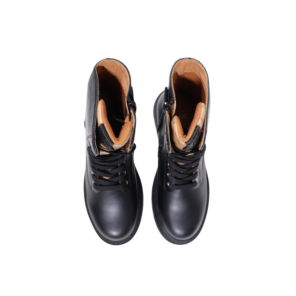 Black Polyethylene Lace-Up Boots