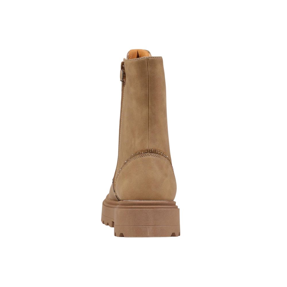 Beige Polyethylene Lace-Up Boots